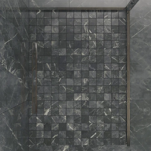 KLPM3806 Marmor Mosaik Klinker Soapstone Premium Mörkgrå Matt 30x30 (7x7) cm -485x485 3